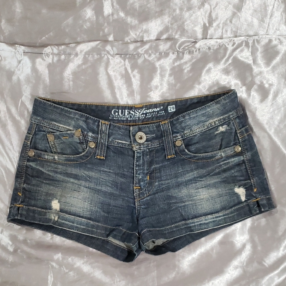 Guess Blue Jean Shorts Distressed Style